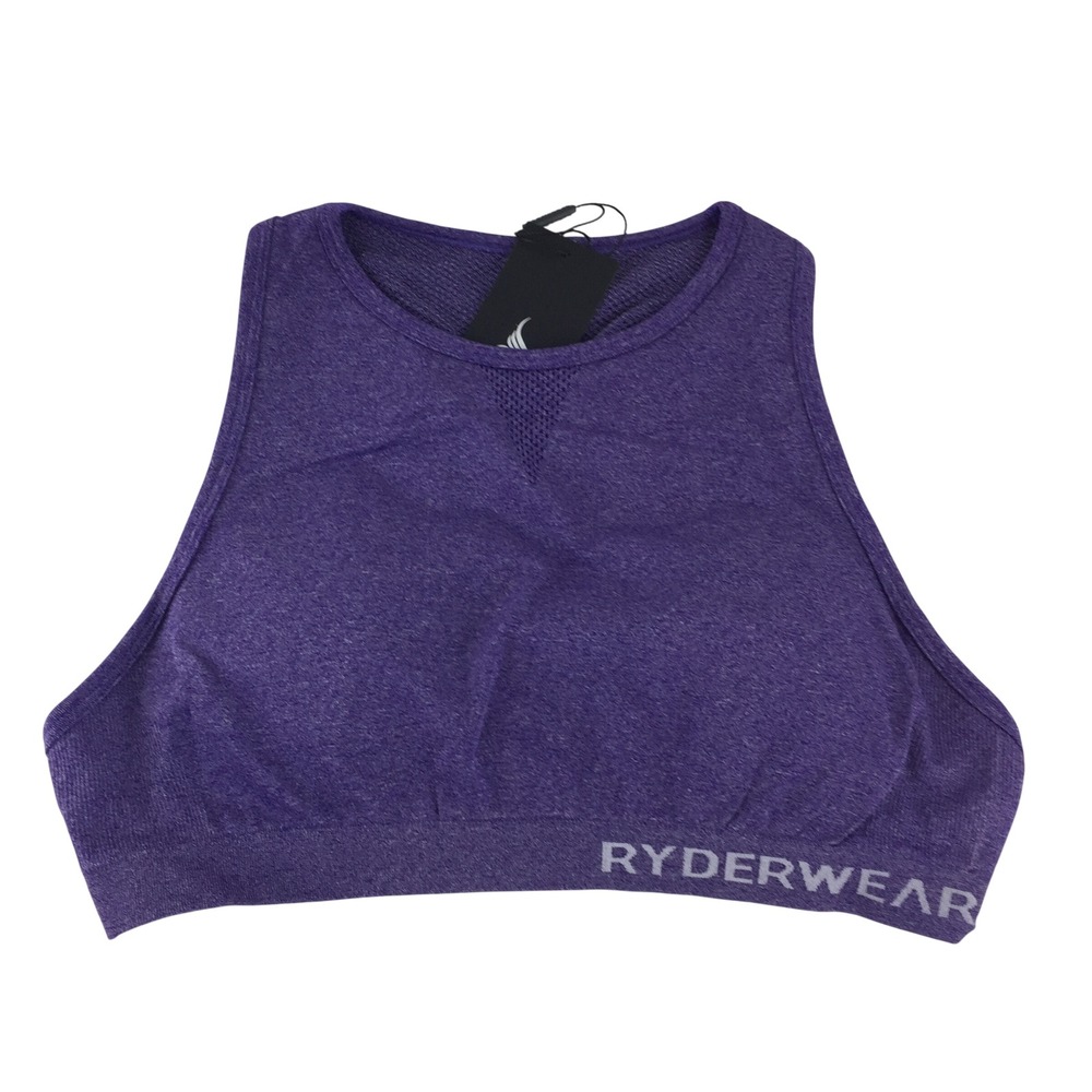 Ryderwear Seamless Sports Bra M Indigo Purple Marle High Neck Racerback NWT